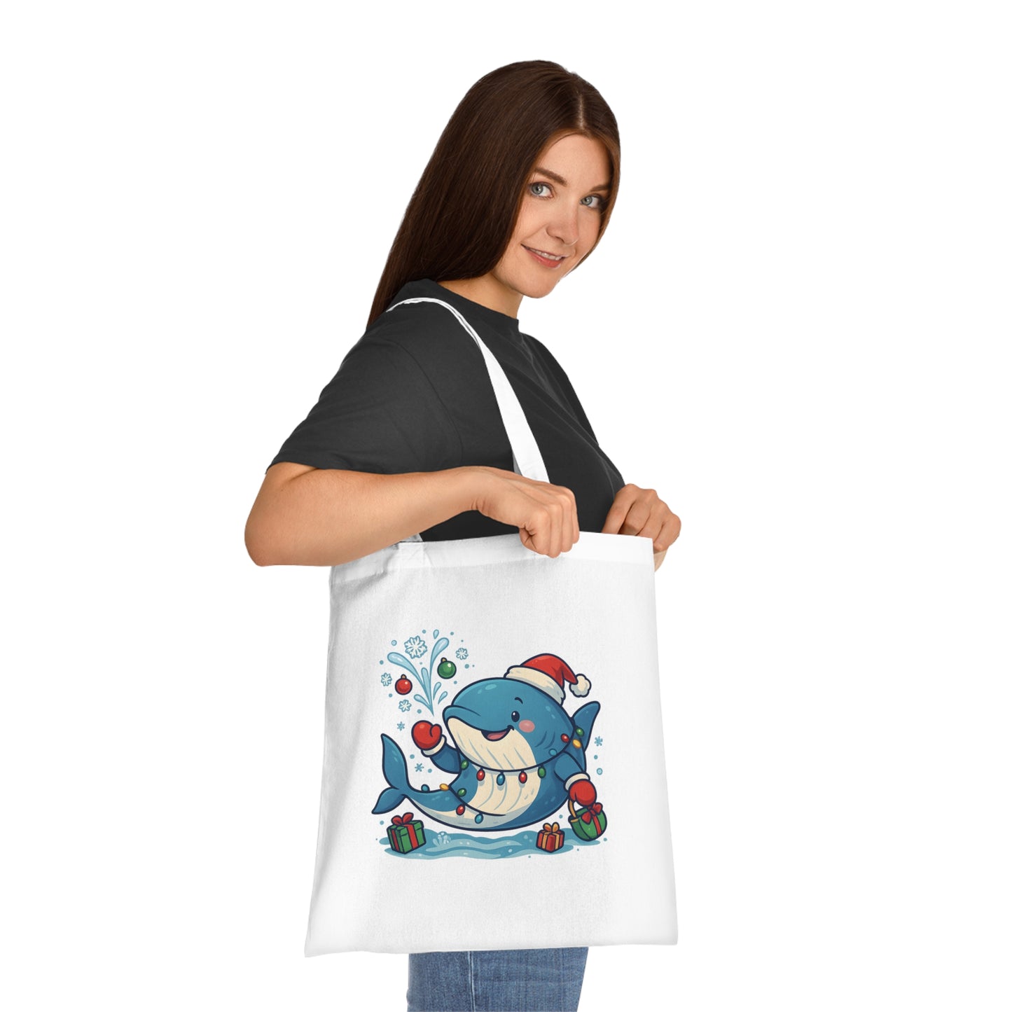 Christmas Whale Tote Bag