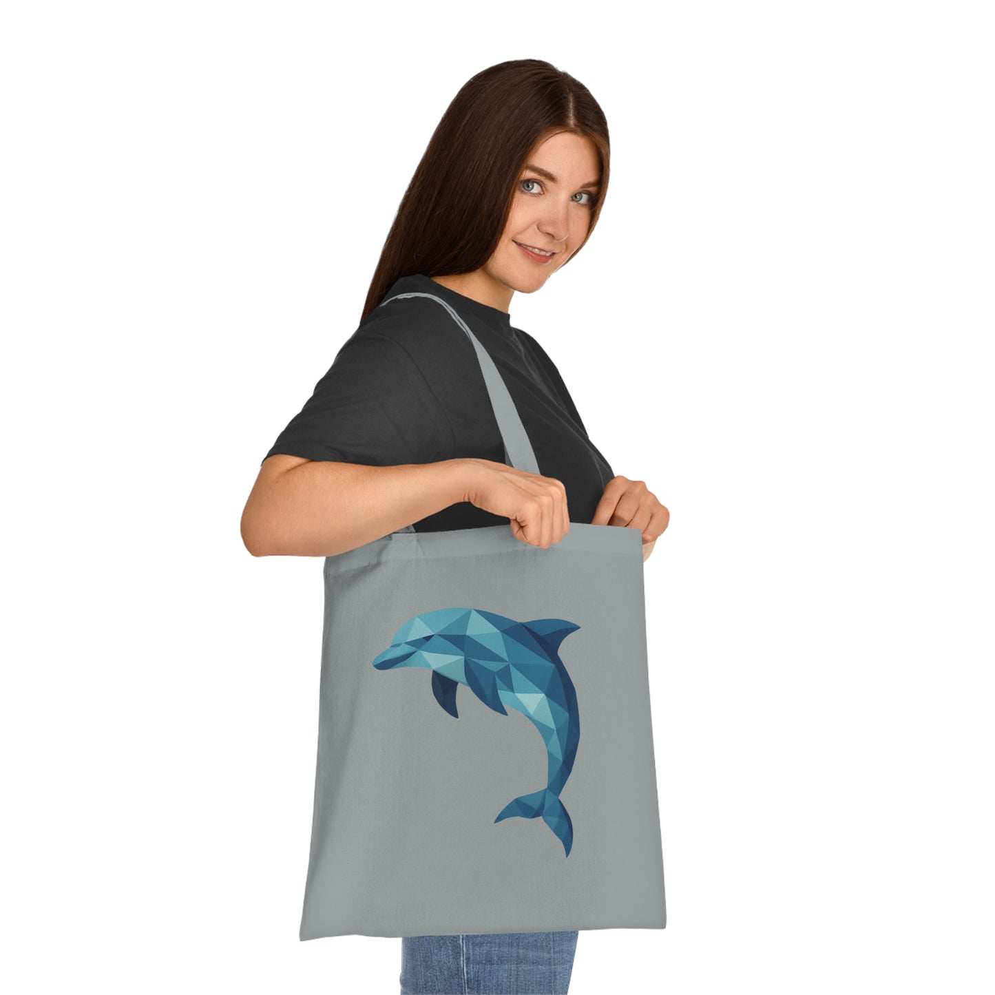 Geometric Polygon Dolphin Tote Bag