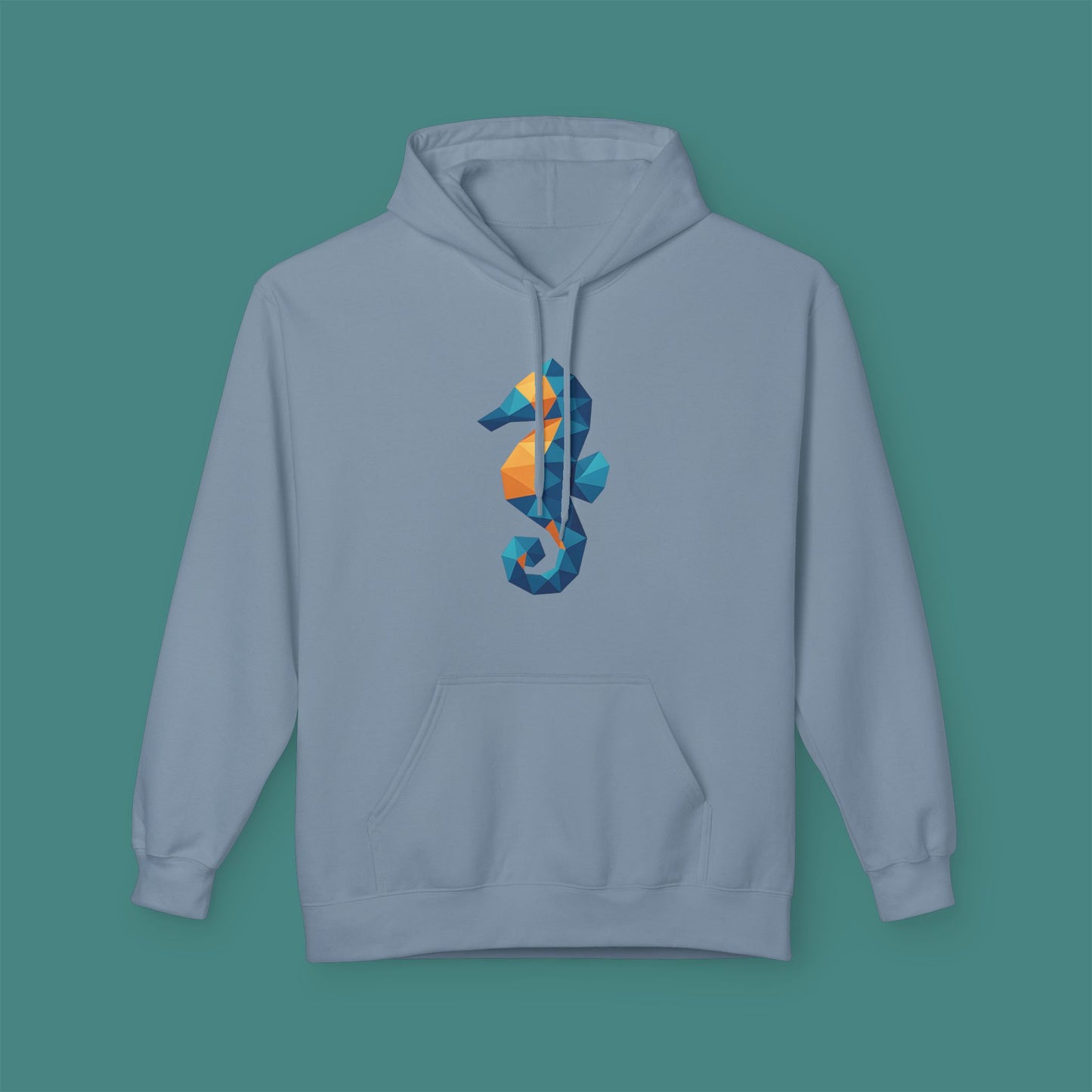 Geometric Polygon Seahorse Fleece Unisex Hoodie