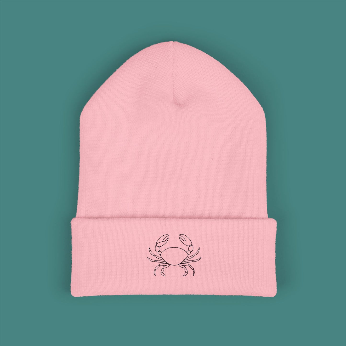 Minimalist Line Art Crab Embroidered Beanie