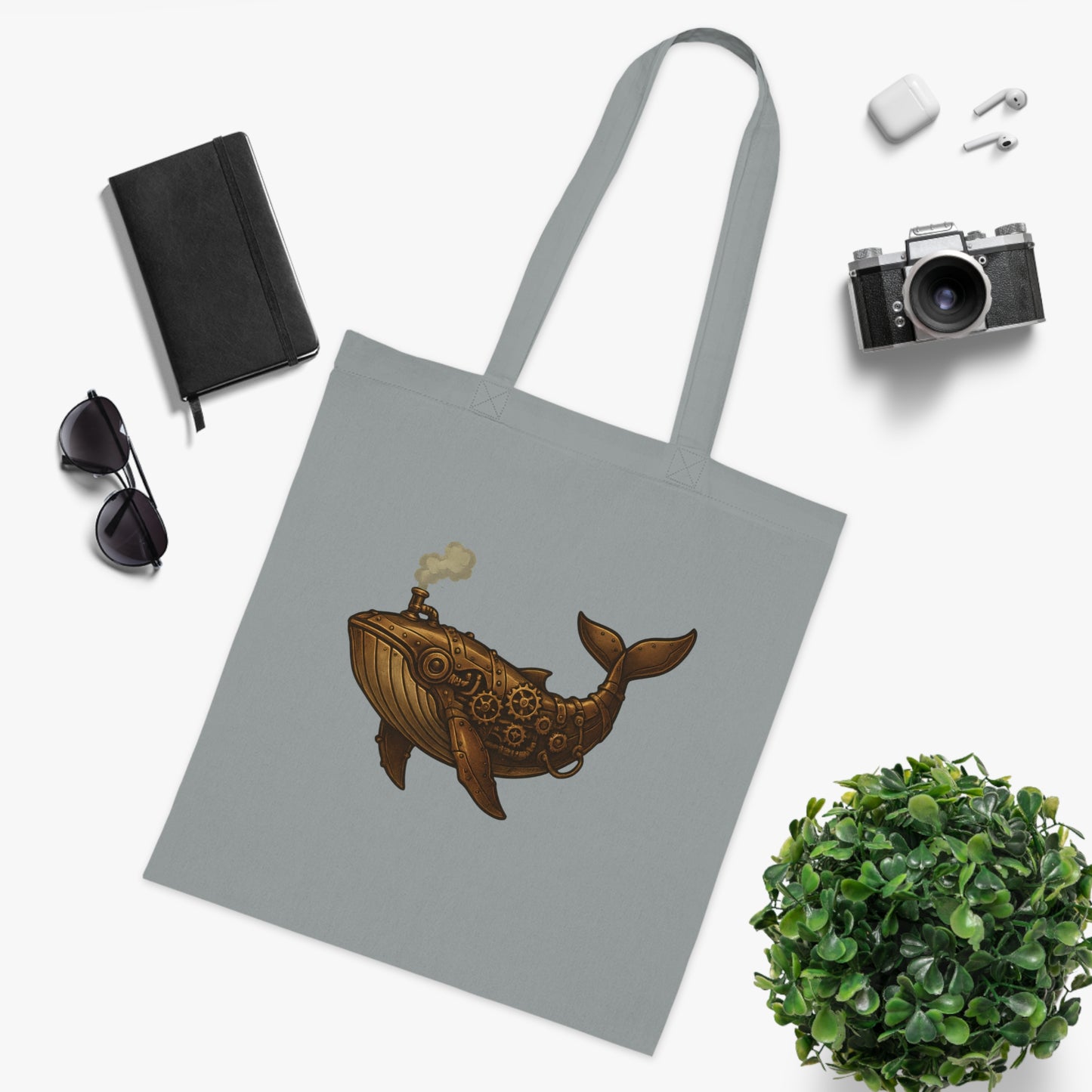 Steampunk Mechanical Whale Tote Bag