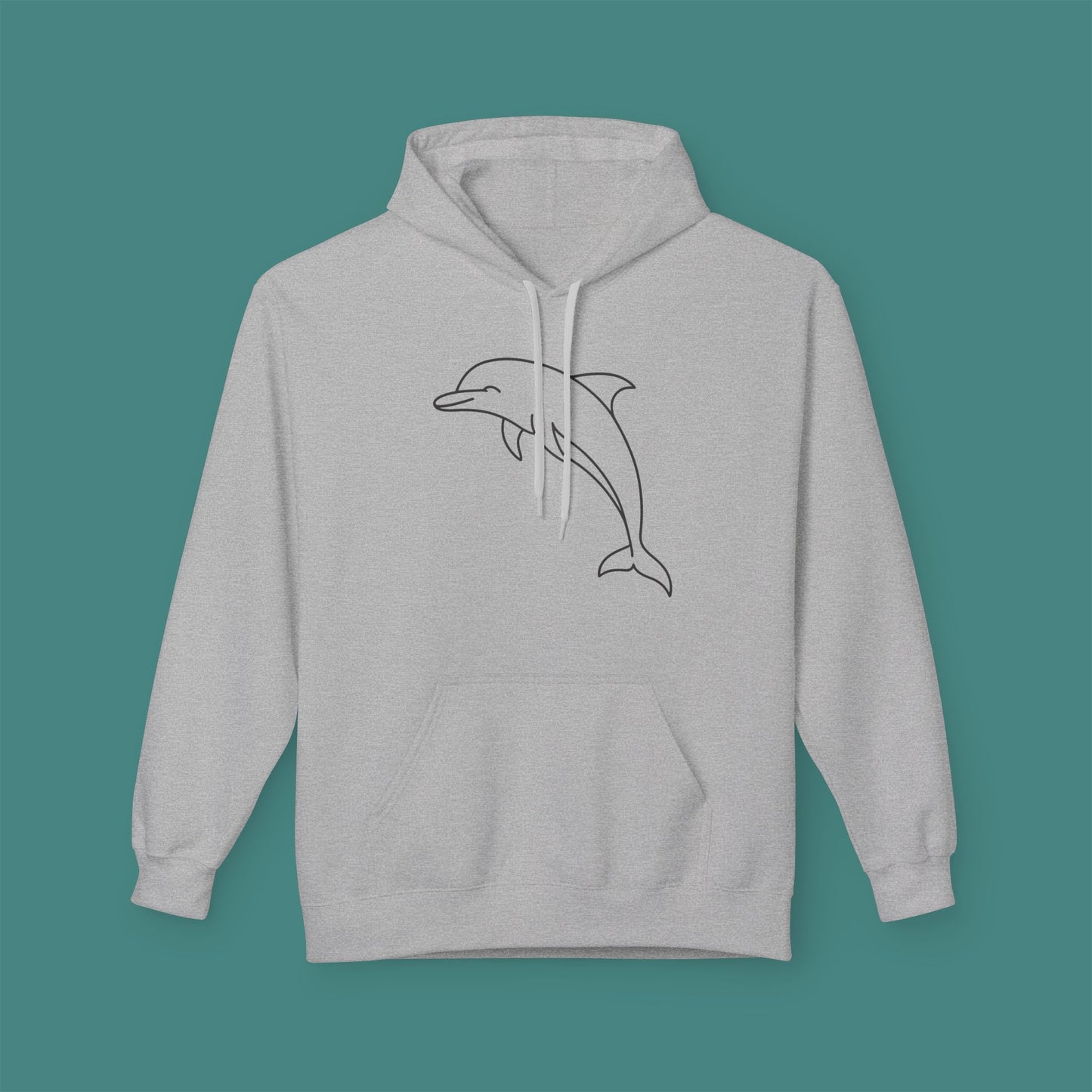 Minimalist Line Art Dolphin Fleece Unisex Hoodie