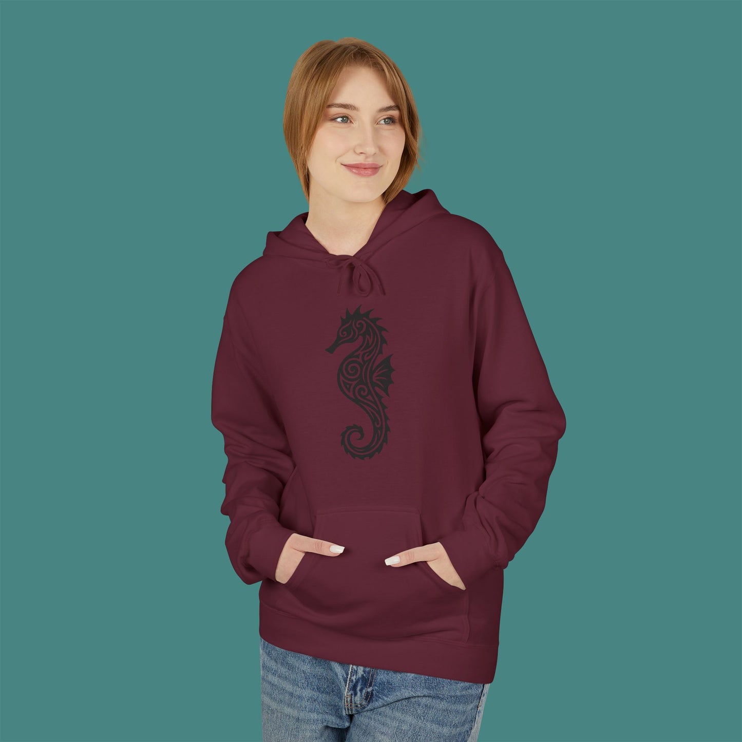 Tribal Tattoo Seahorse Fleece Unisex Hoodie