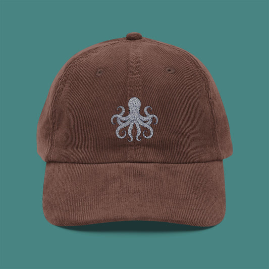 Intricate Mandala Octopus Corduroy Embroidered Cap