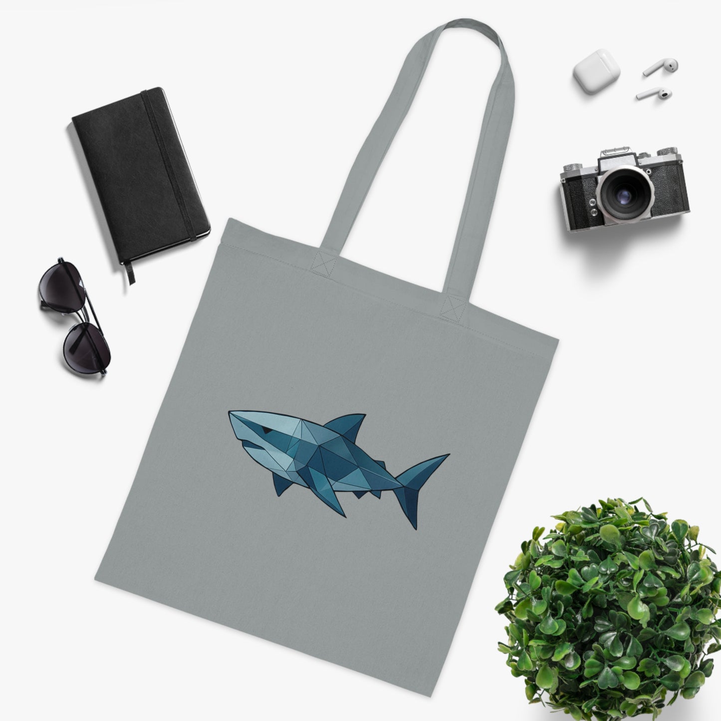 Geometric Polygon Shark Tote Bag