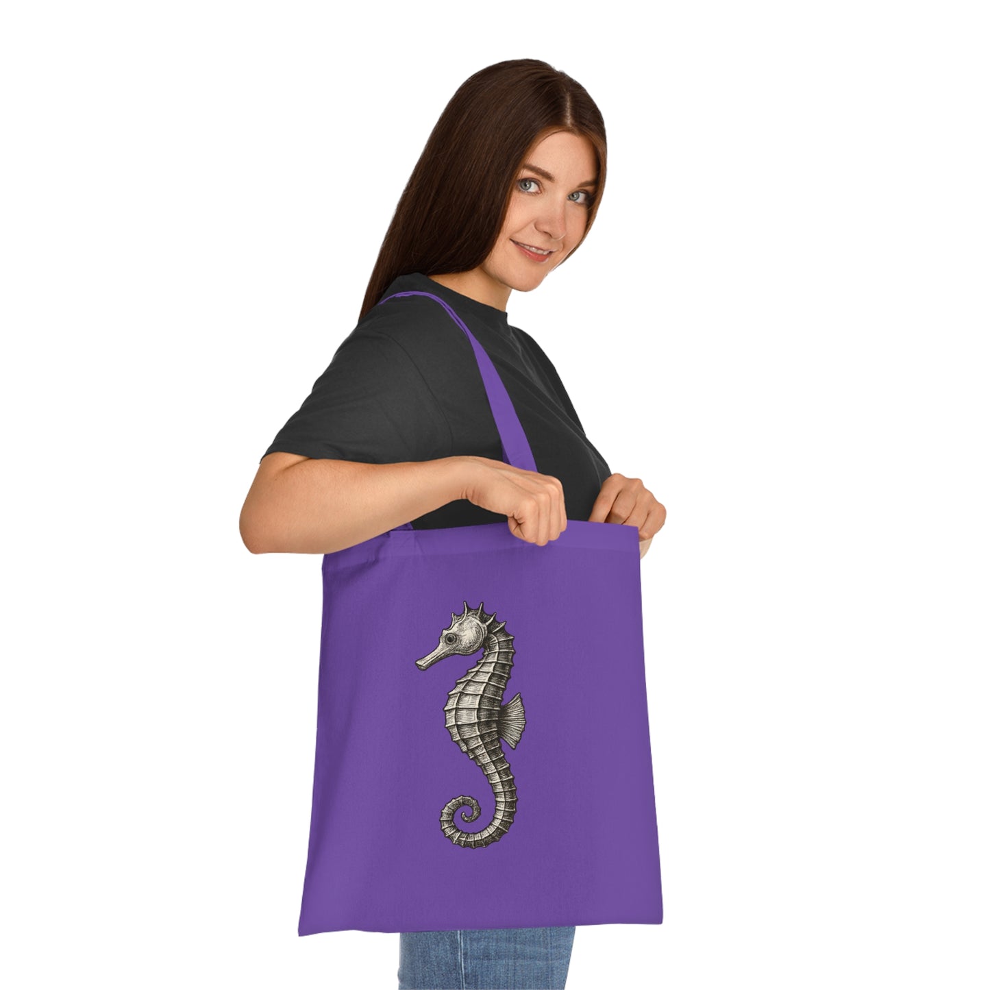 Vintage Etching Seahorse Tote Bag
