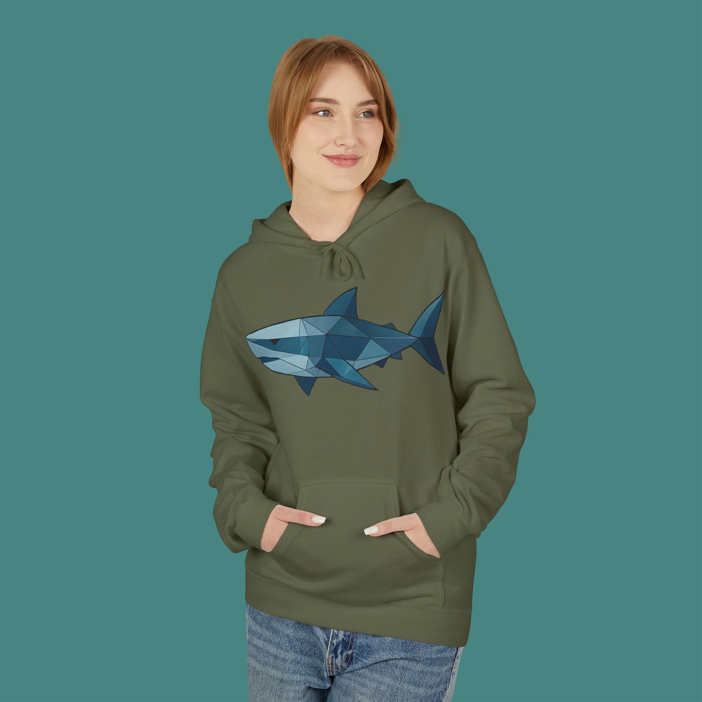 Geometric Polygon Shark Fleece Unisex Hoodie