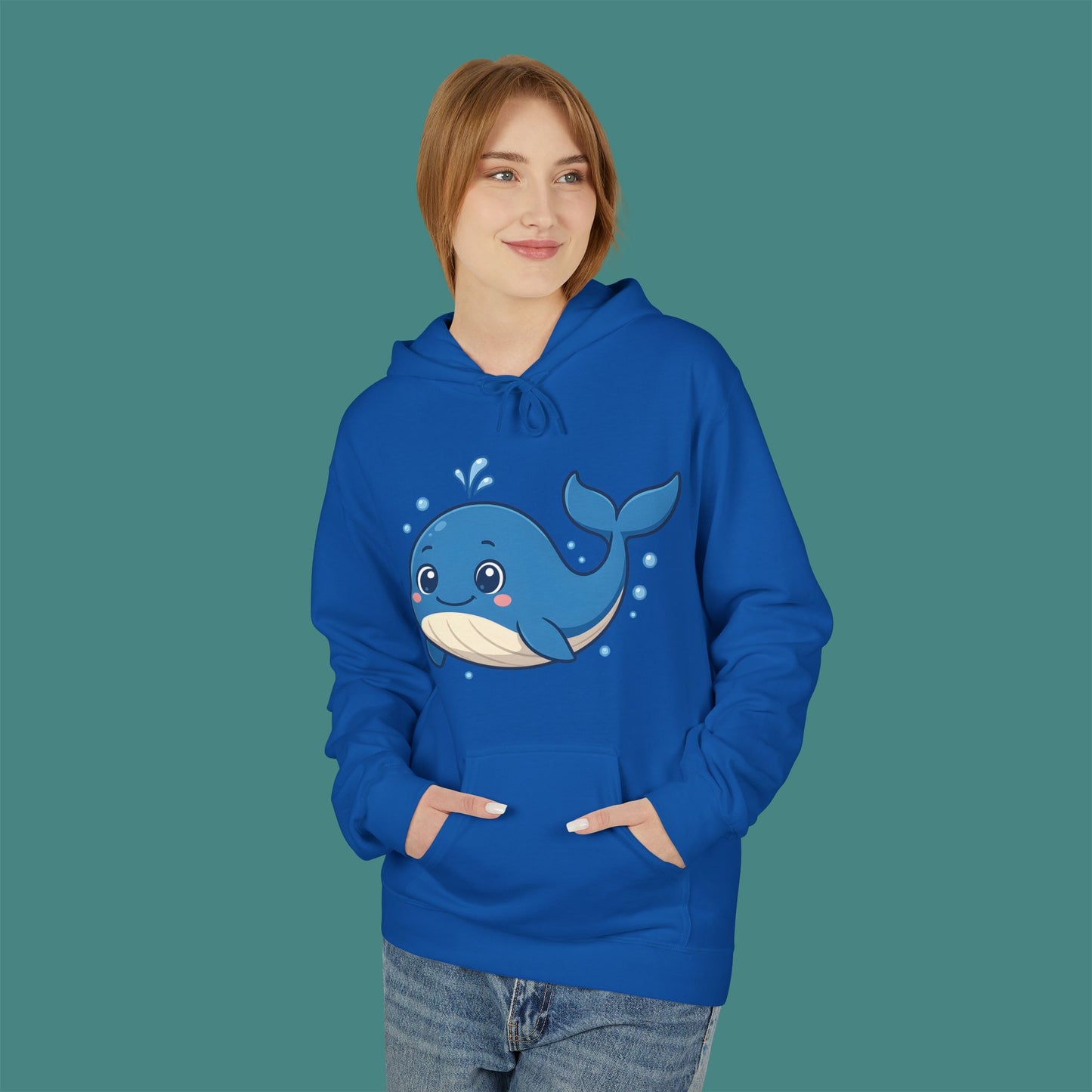 Cartoon Cute Whale Fleece Unisex Hoodie