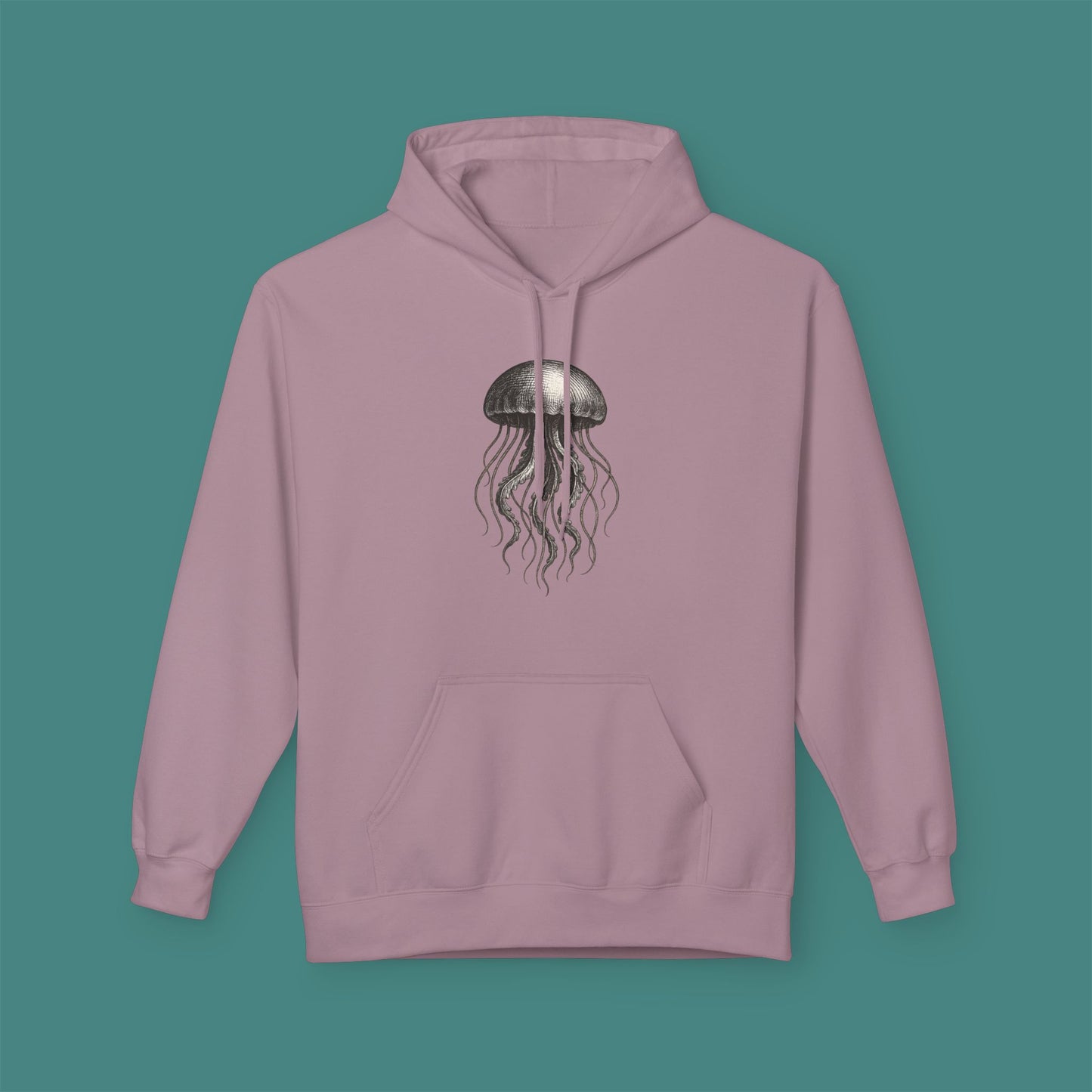 Vintage Etching Jellyfish Fleece Unisex Hoodie