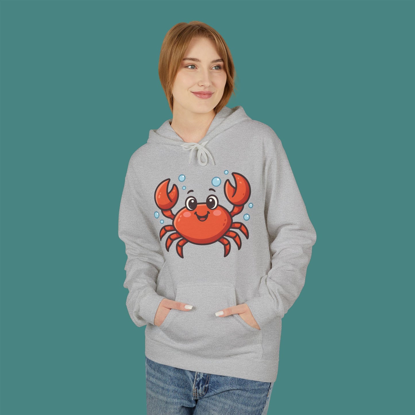 Cartoon Cute Crab Fleece Unisex Hoodie