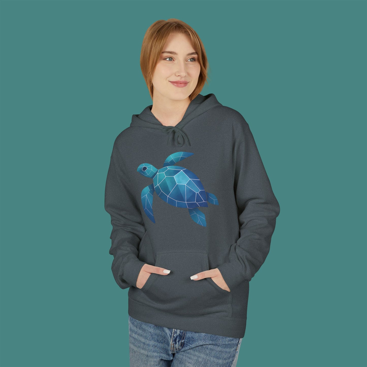 Geometric Polygon Turtle Fleece Unisex Hoodie