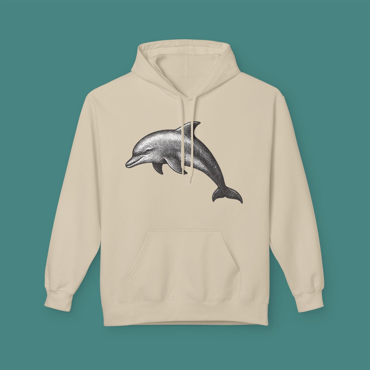 Vintage Etching Dolphin Fleece Unisex Hoodie