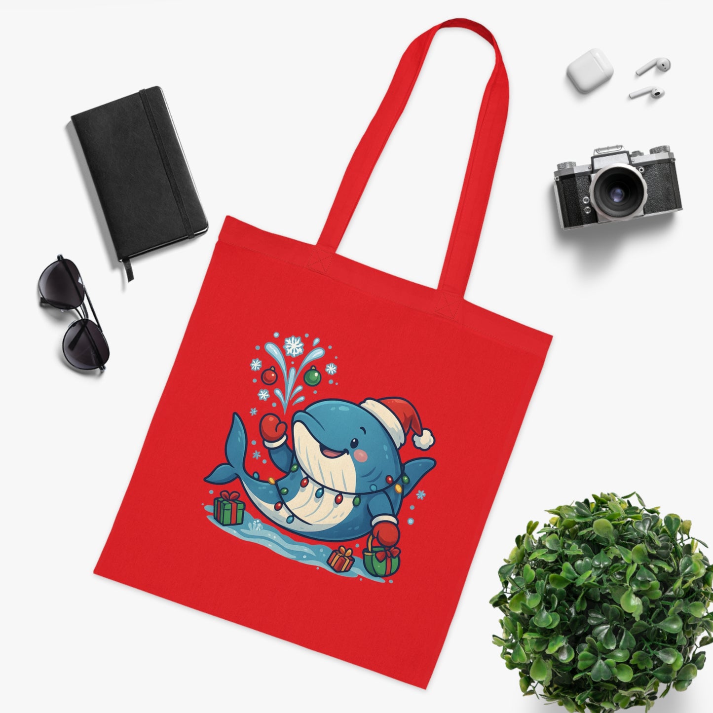 Christmas Whale Tote Bag