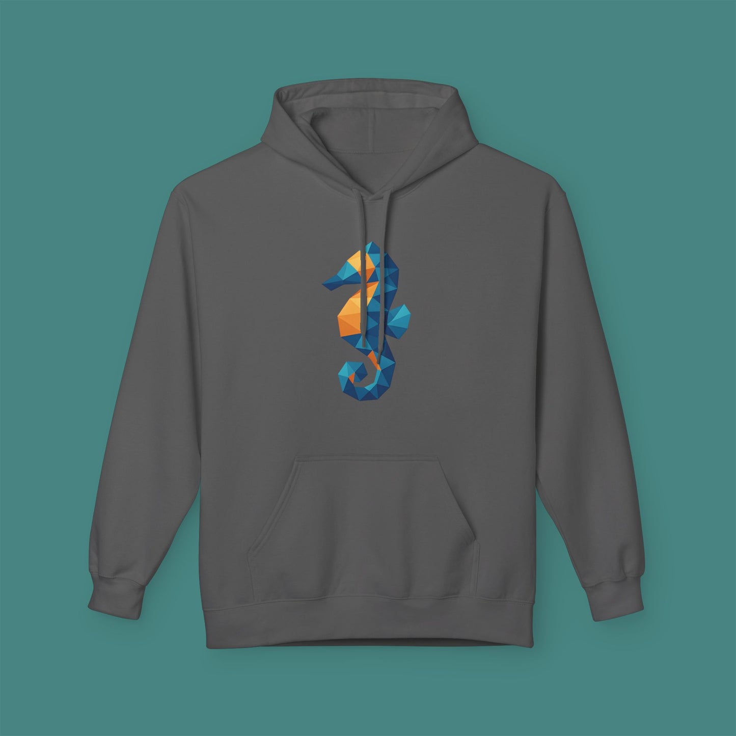 Geometric Polygon Seahorse Fleece Unisex Hoodie