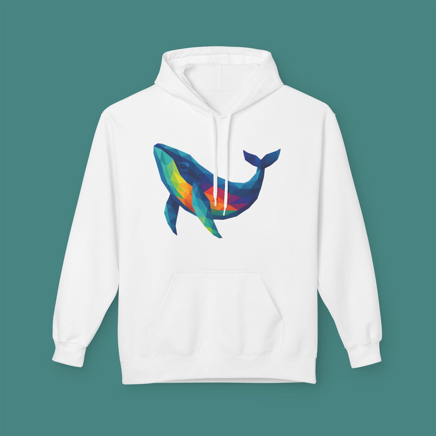 Geometric Polygon Whale Fleece Unisex Hoodie