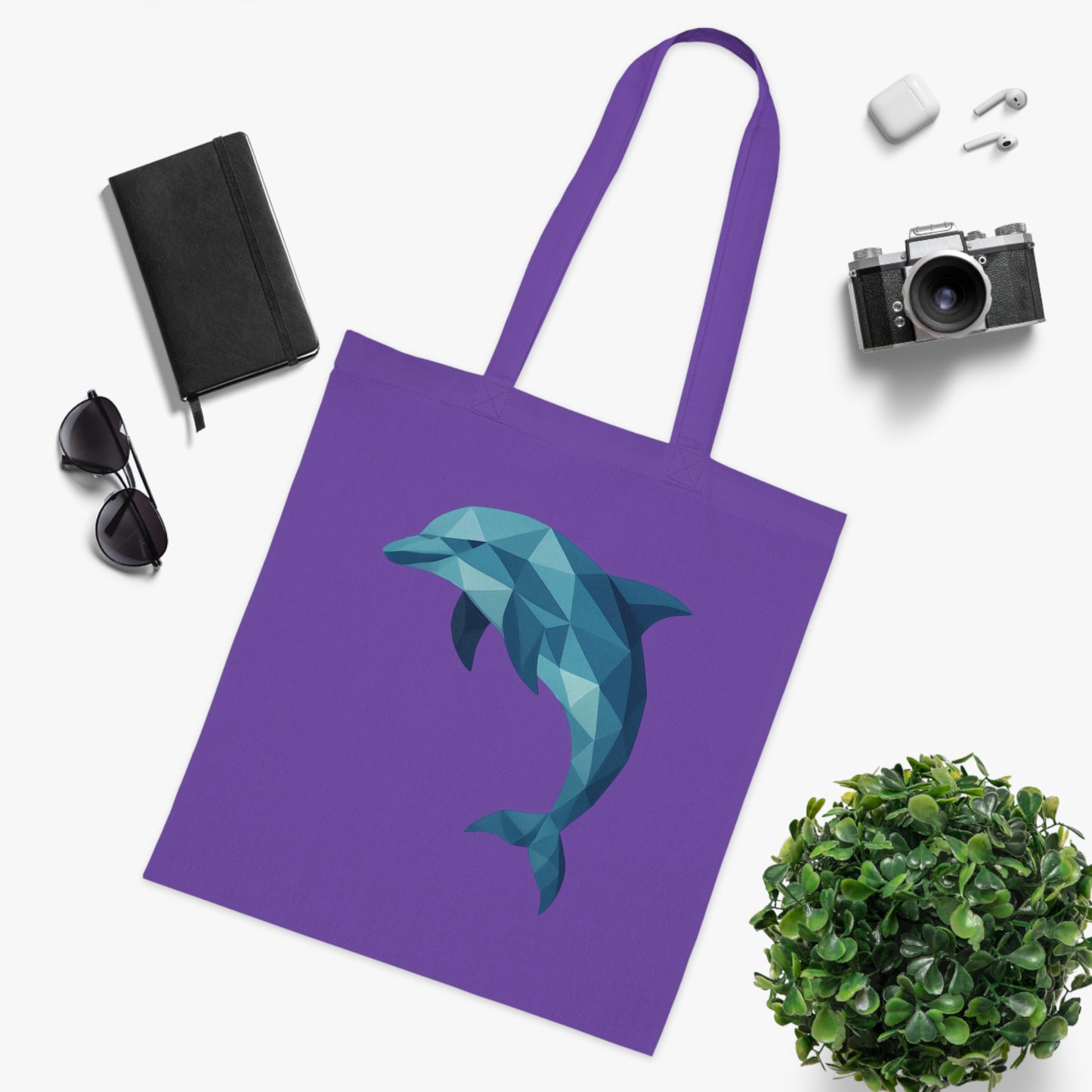 Geometric Polygon Dolphin Tote Bag