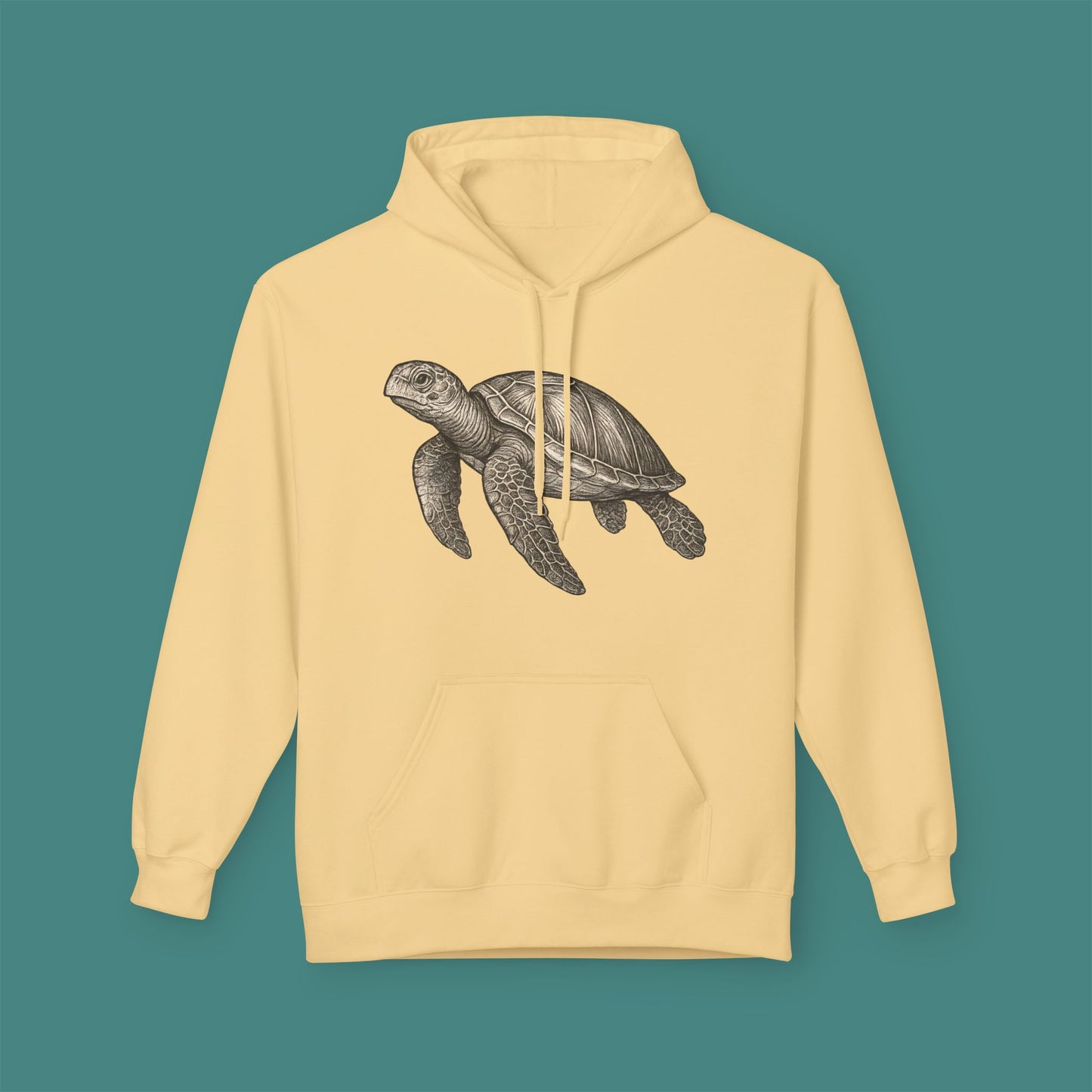 Vintage Etching Turtle Fleece Unisex Hoodie