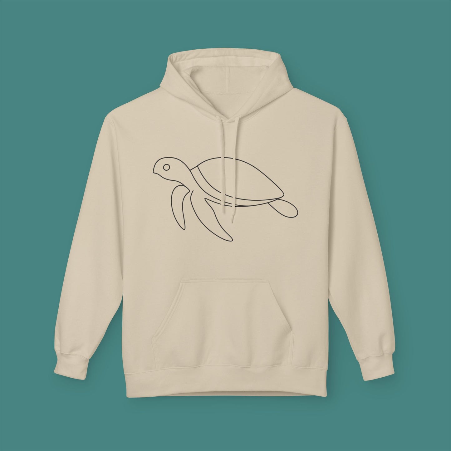 Minimalist Line Art Turtle Fleece Unisex Hoodie