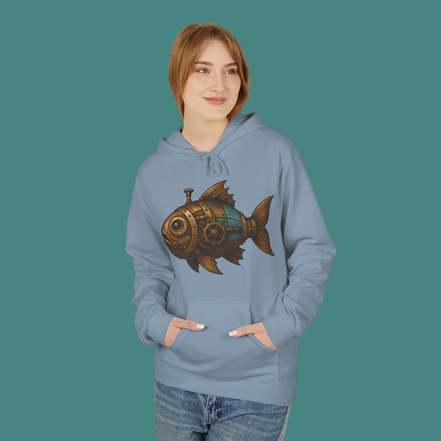 Steampunk Mechanical Fish Fleece Unisex Hoodie