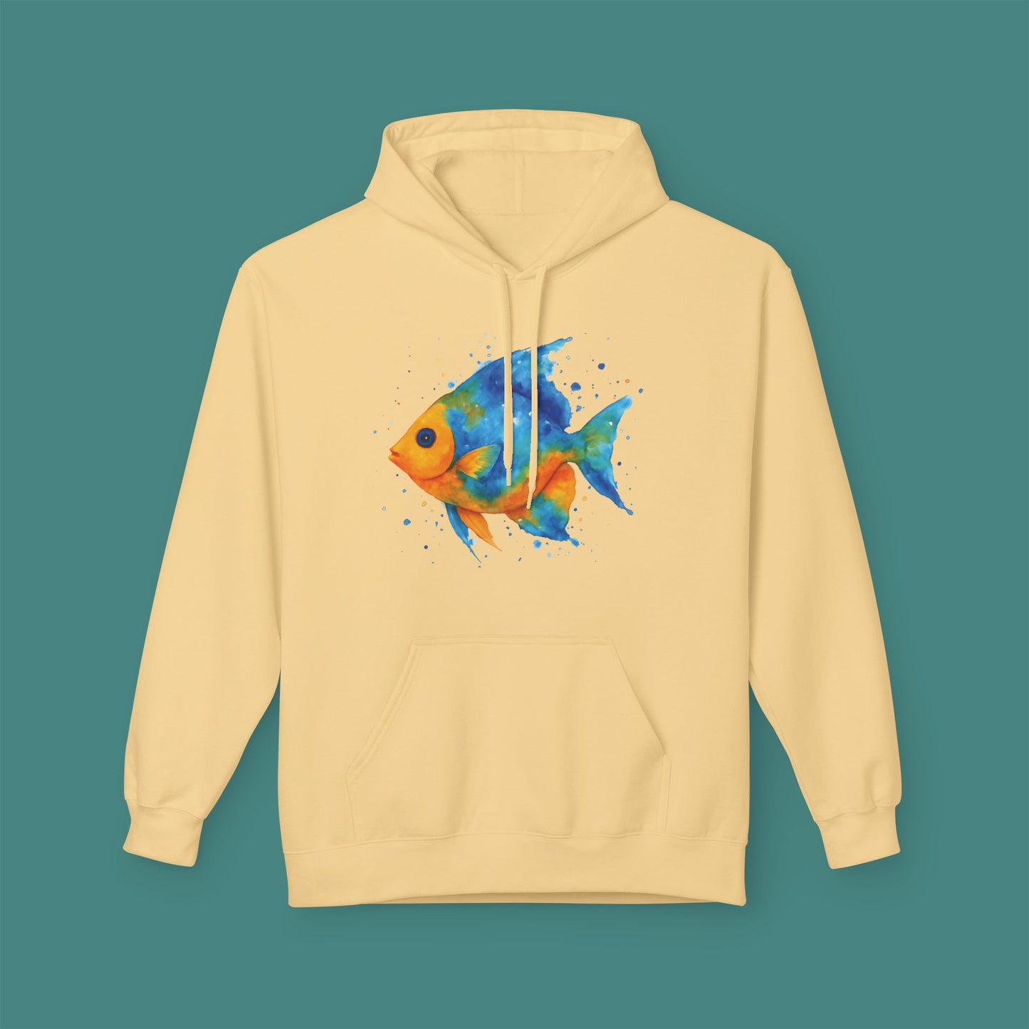 Watercolor Splash Fish Fleece Unisex Hoodie