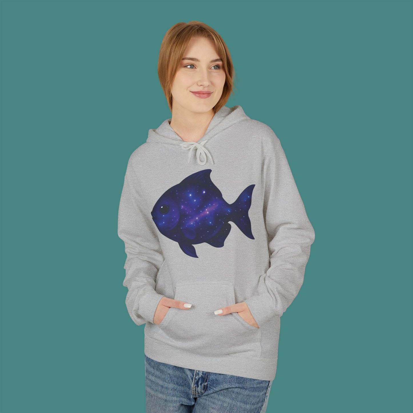 Cosmic Galaxy Fish Fleece Unisex Hoodie