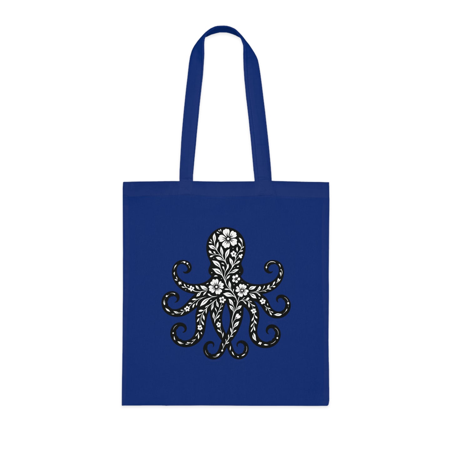 Floral Octopus Silhouette Tote Bag