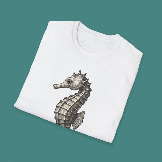 Vintage Etching Seahorse Unisex T-Shirt