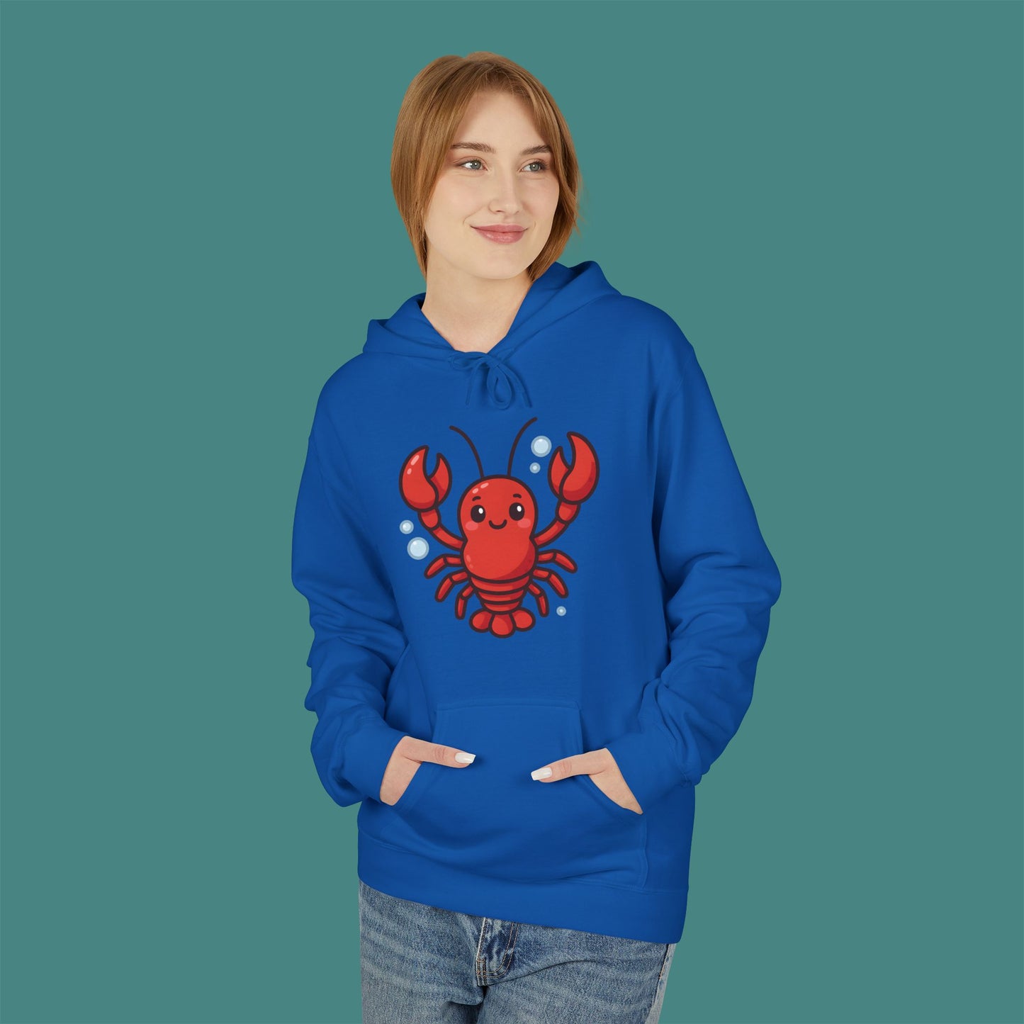 Cartoon Cute Lobster Fleece Unisex Hoodie