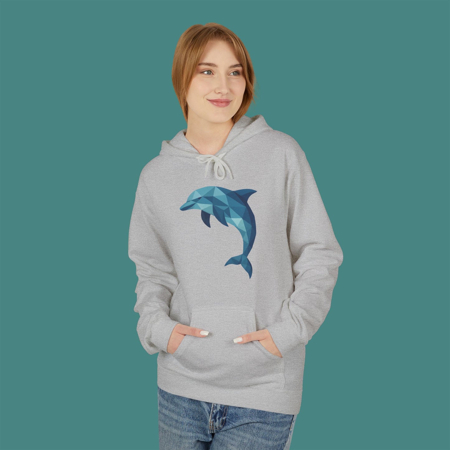 Geometric Polygon Dolphin Fleece Unisex Hoodie