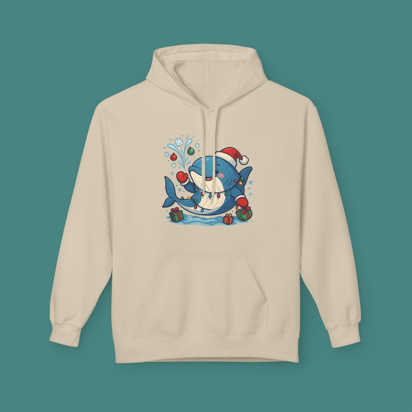 Christmas Whale Fleece Unisex Hoodie