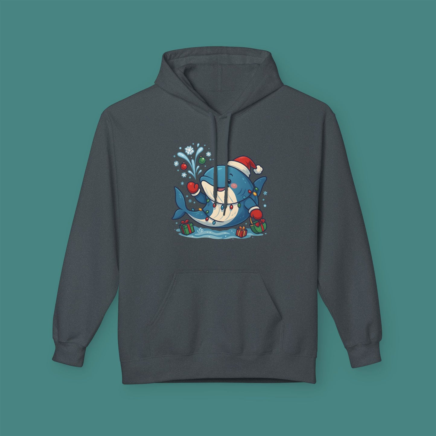 Christmas Whale Fleece Unisex Hoodie