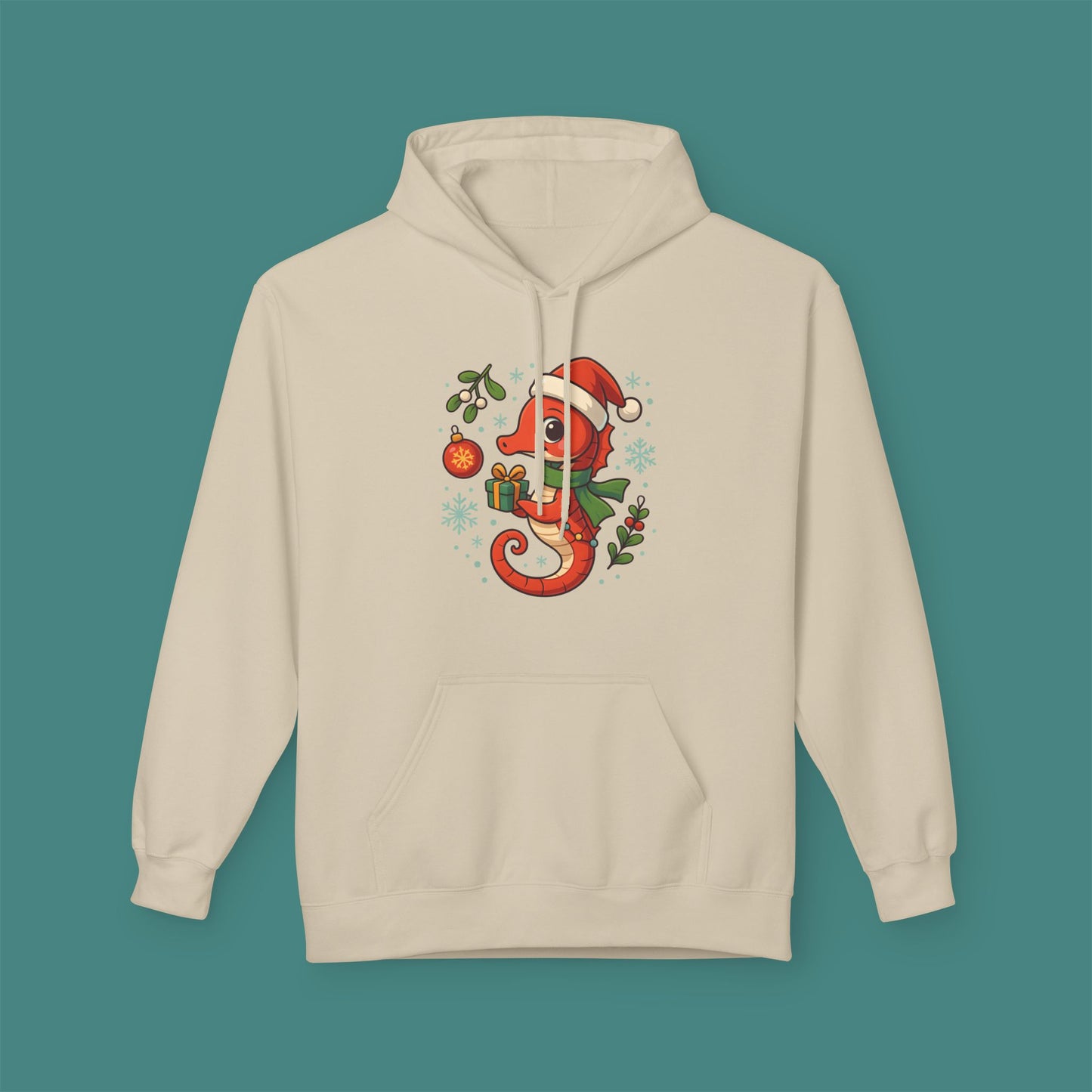 Christmas Seahorse Fleece Unisex Hoodie