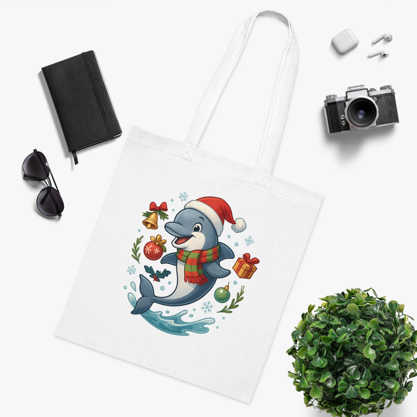 Christmas Dolphin Tote Bag
