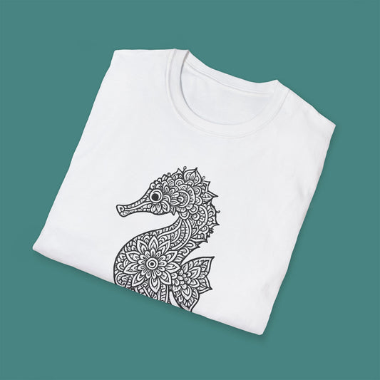 Intricate Mandala Seahorse Unisex T-Shirt