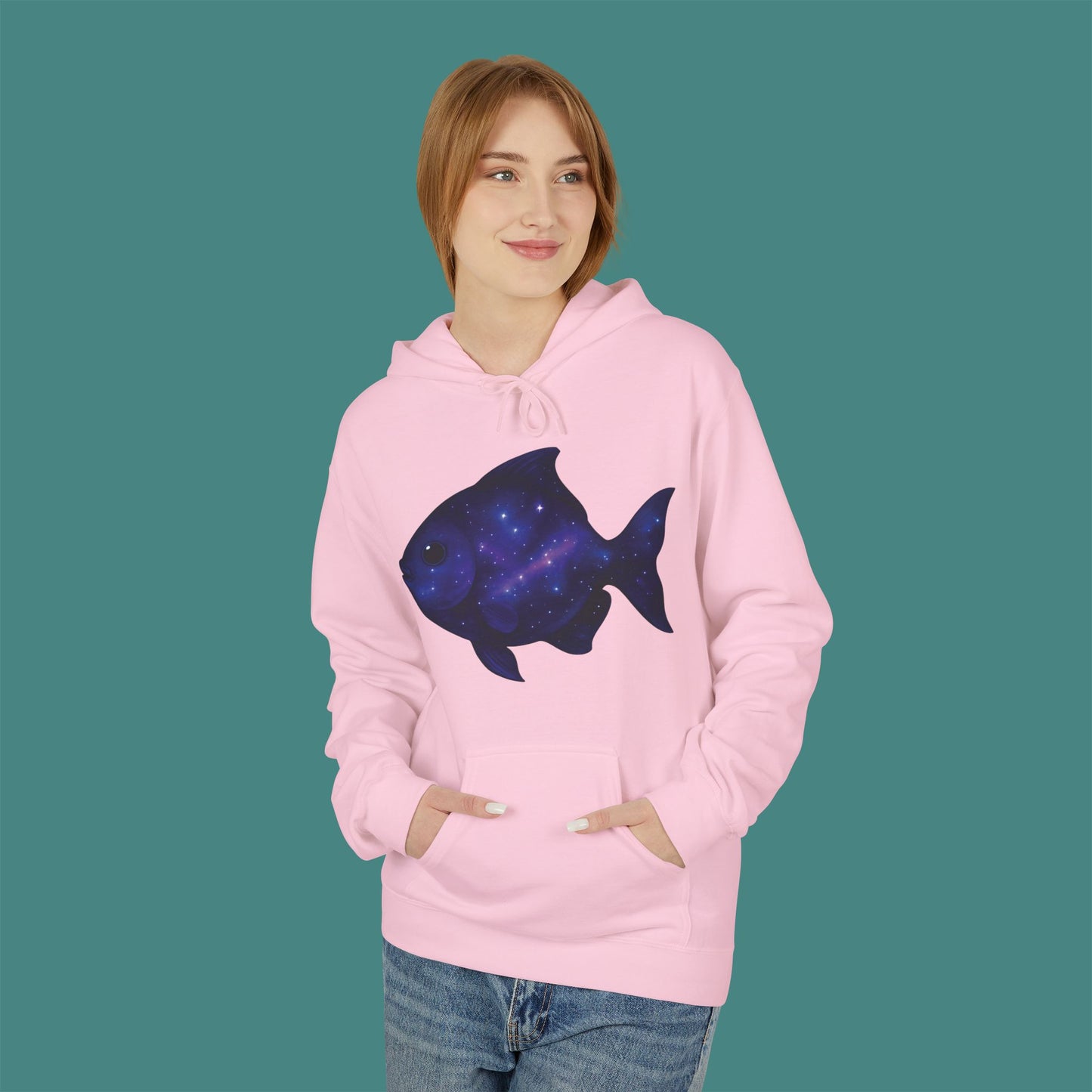 Cosmic Galaxy Fish Fleece Unisex Hoodie