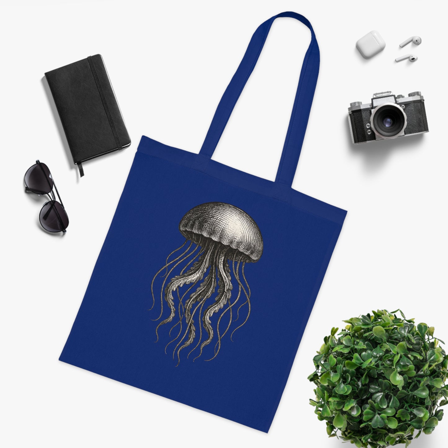 Vintage Etching Jellyfish Tote Bag