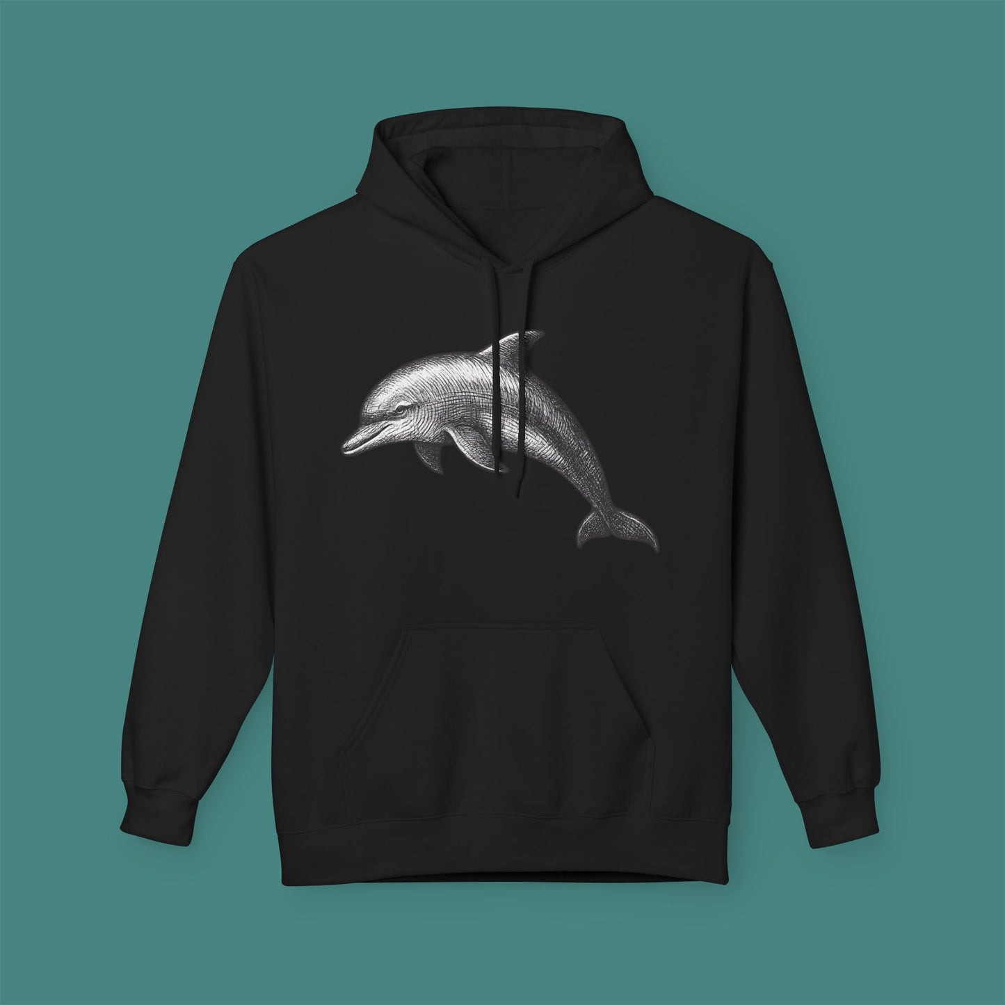 Vintage Etching Dolphin Fleece Unisex Hoodie