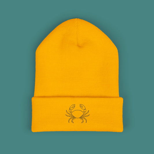 Minimalist Line Art Crab Embroidered Beanie