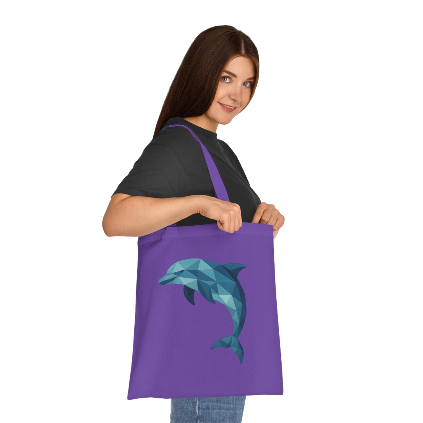 Geometric Polygon Dolphin Tote Bag