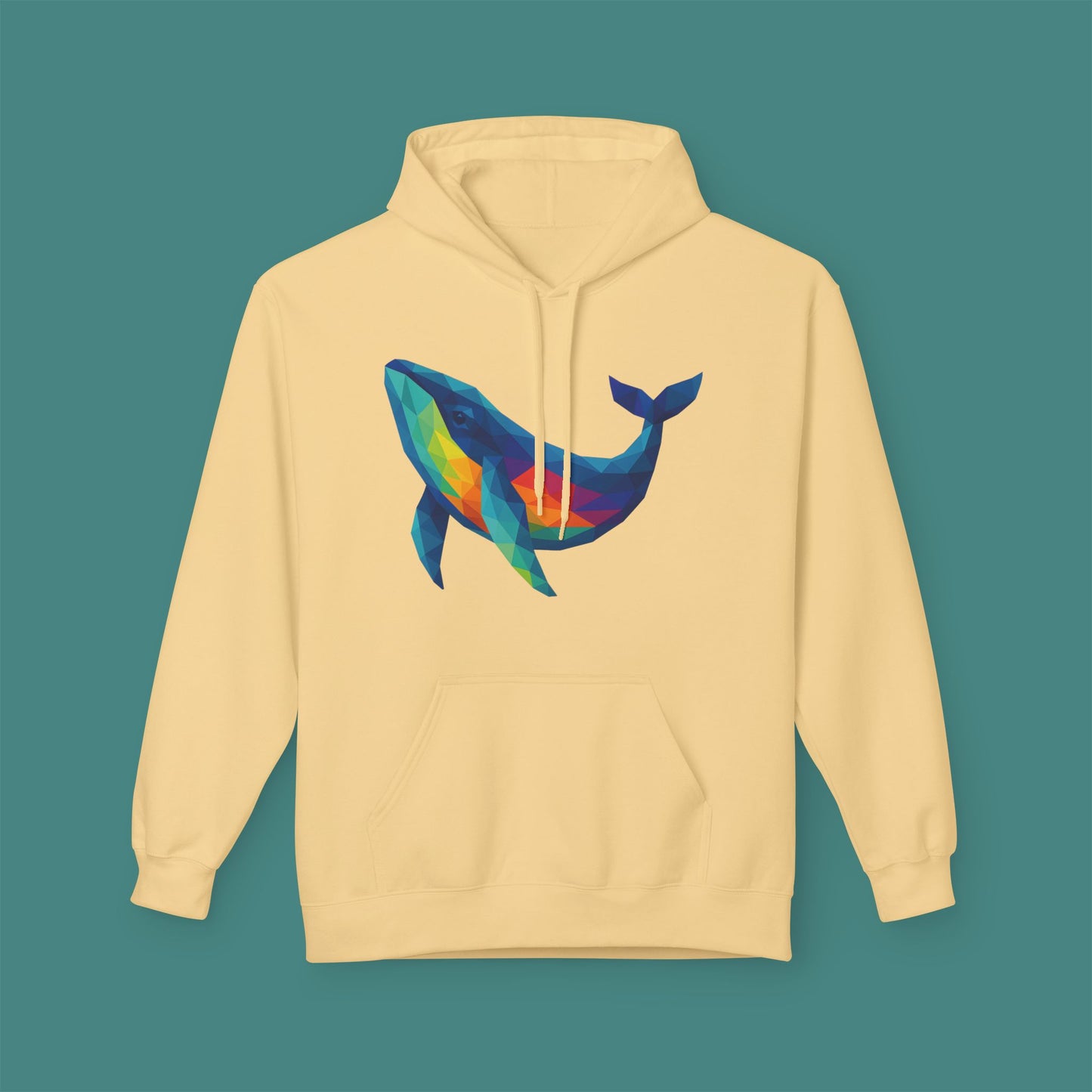 Geometric Polygon Whale Fleece Unisex Hoodie