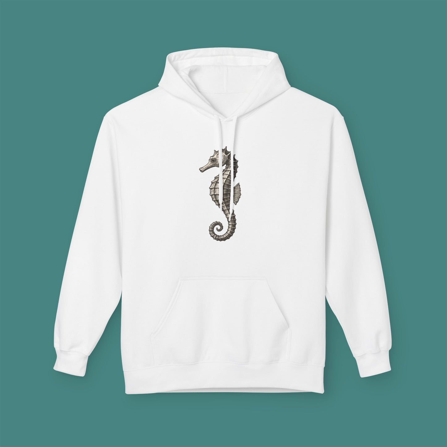Vintage Etching Seahorse Fleece Unisex Hoodie