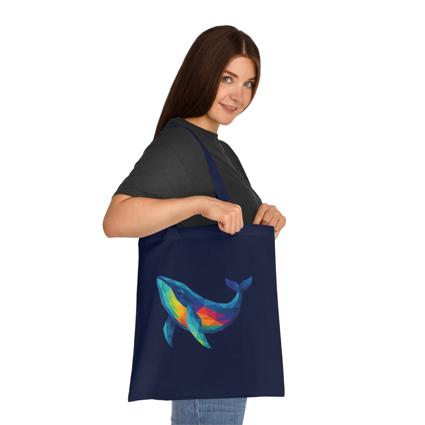 Geometric Polygon Whale Tote Bag