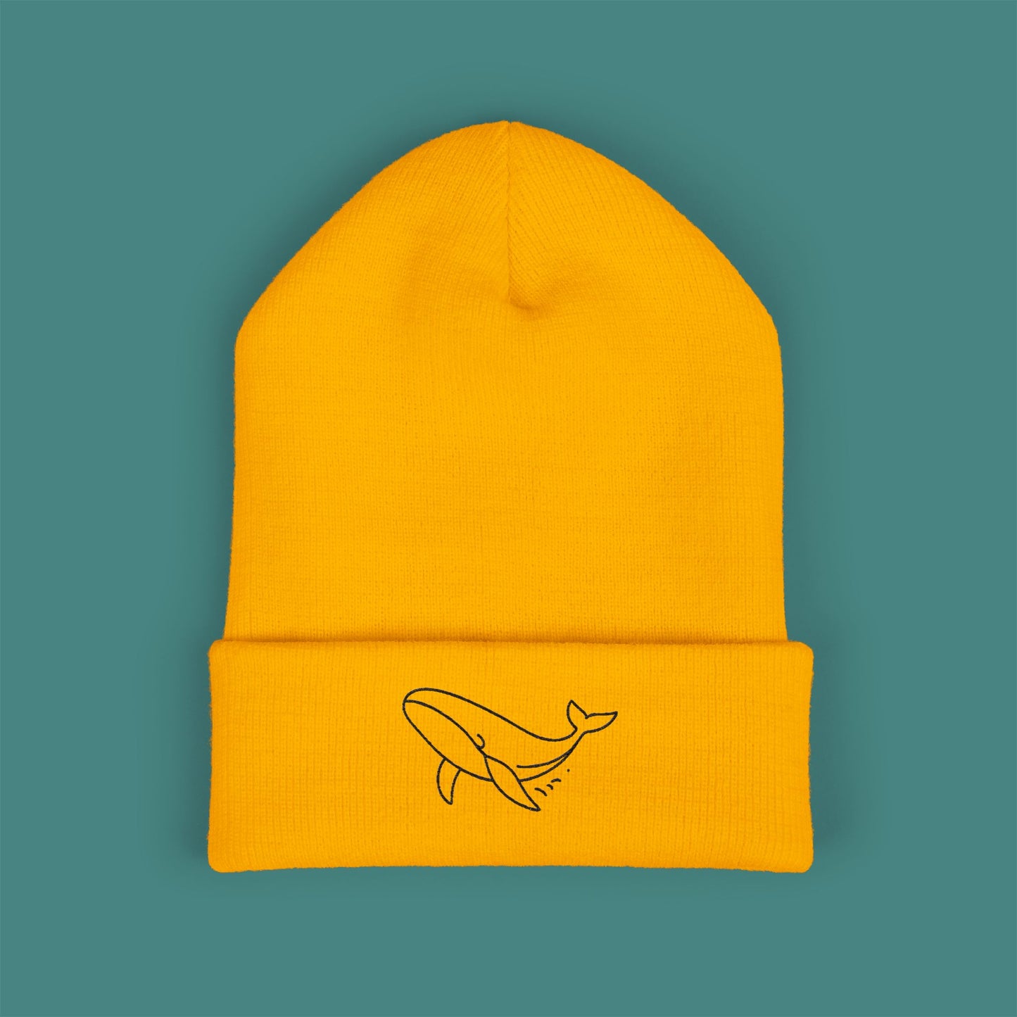 Minimalist Line Art Whale Embroidered Beanie