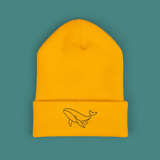 Minimalist Line Art Whale Embroidered Beanie