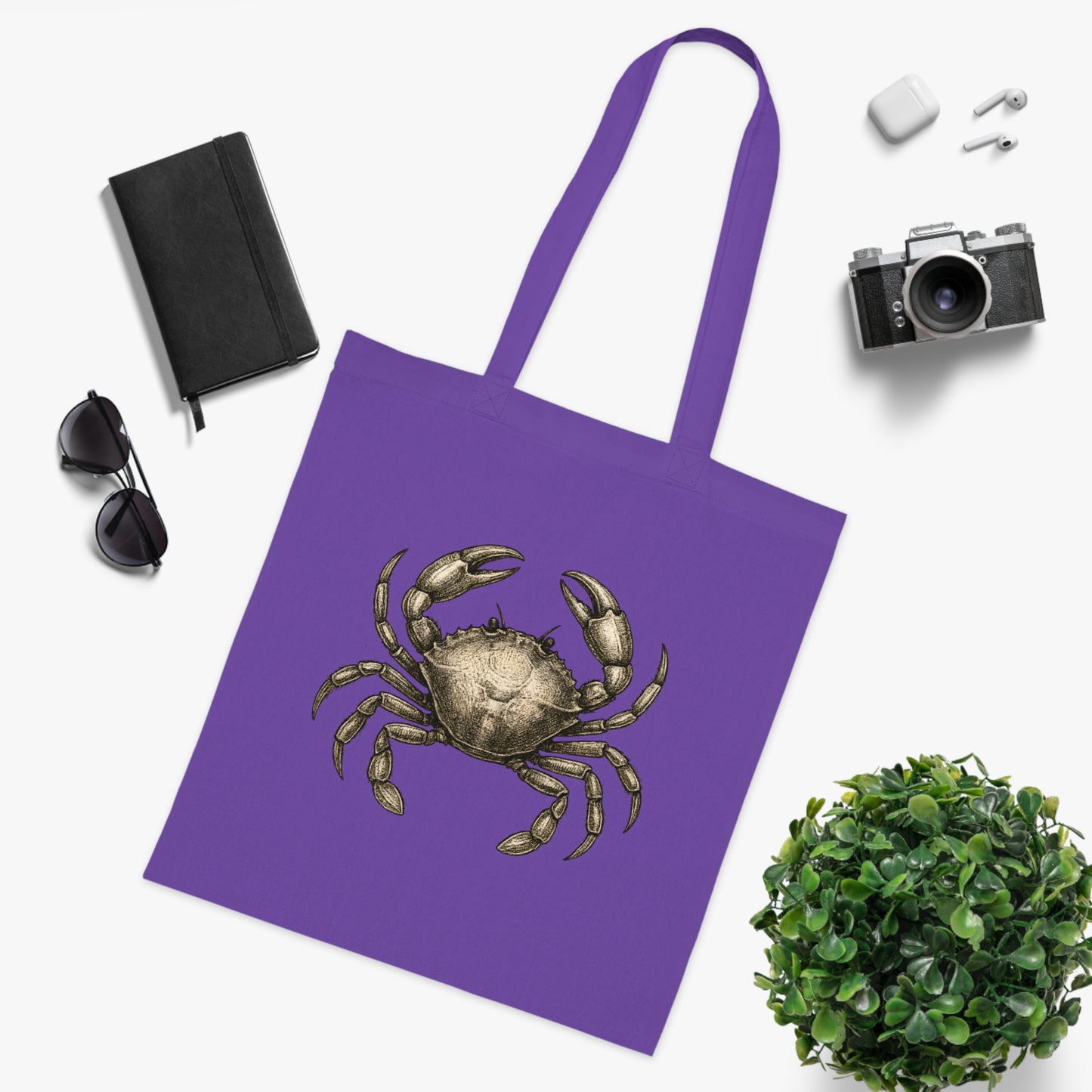 Vintage Etching Crab Tote Bag