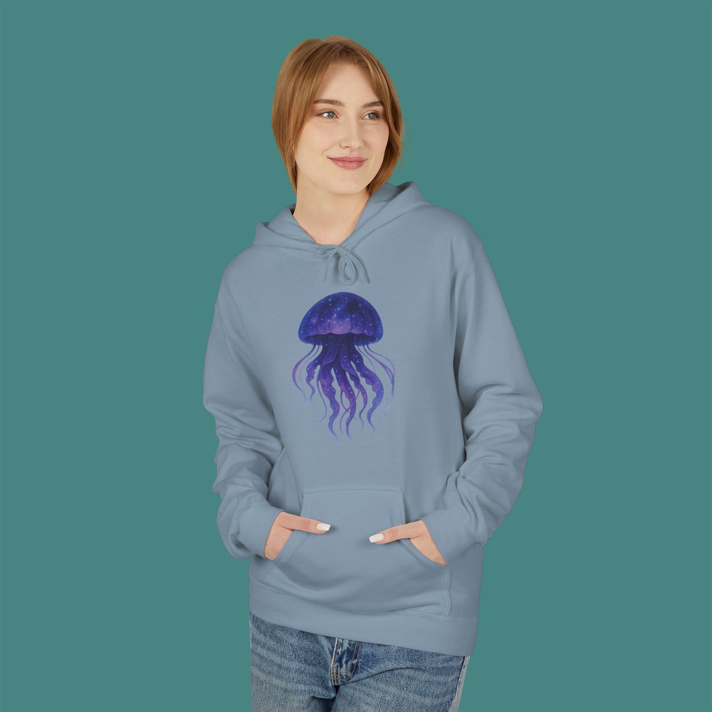 Cosmic Galaxy Jellyfish Fleece Unisex Hoodie