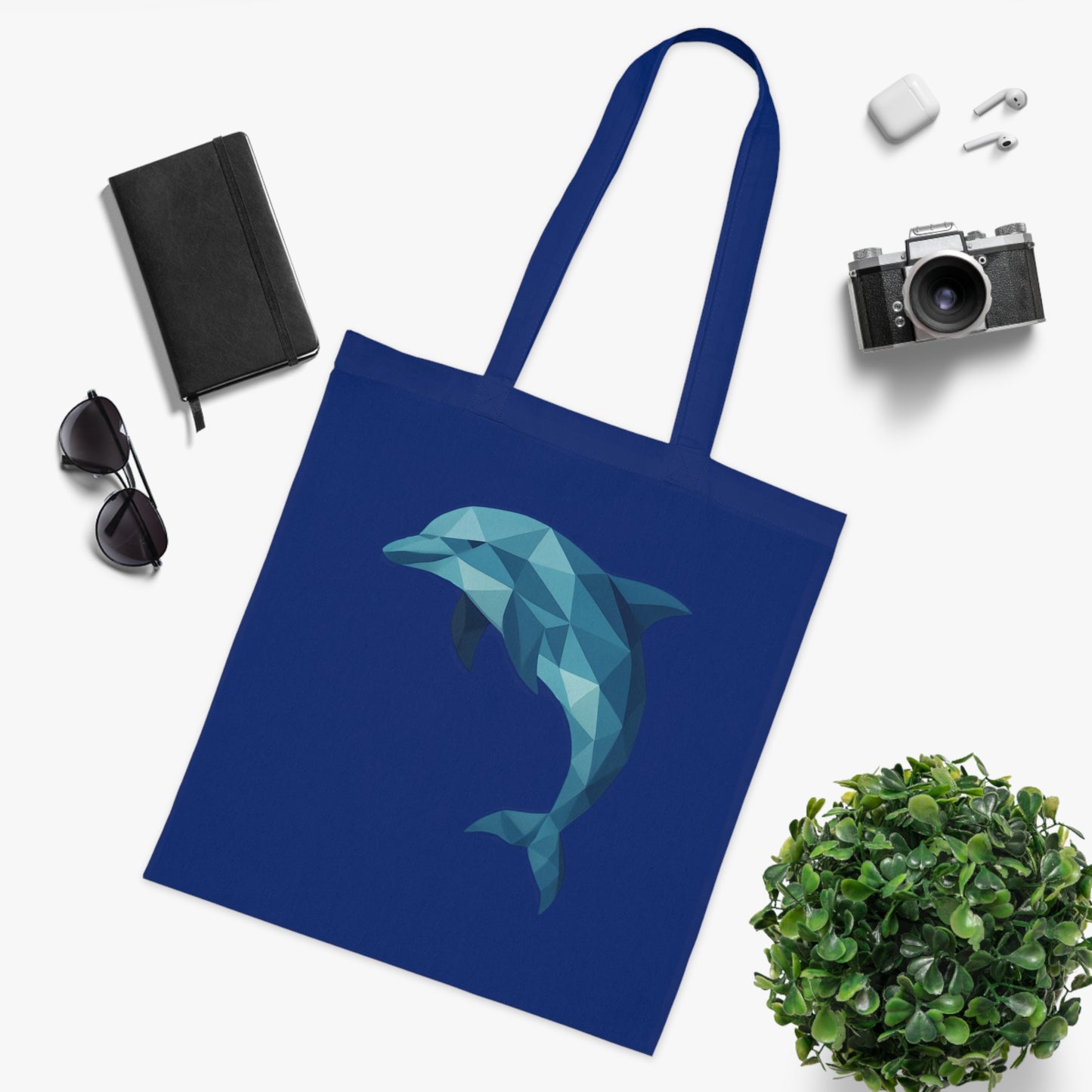 Geometric Polygon Dolphin Tote Bag