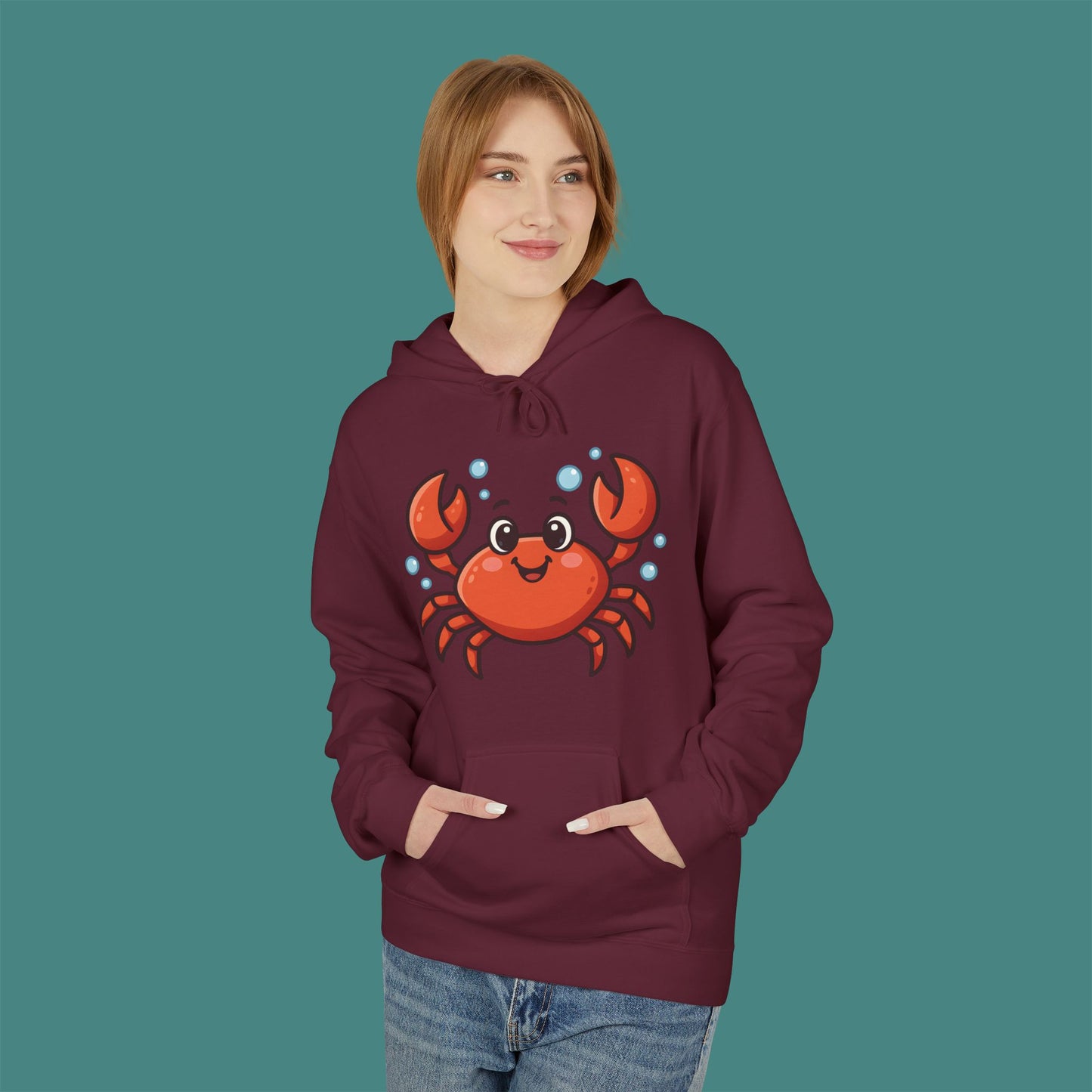 Cartoon Cute Crab Fleece Unisex Hoodie