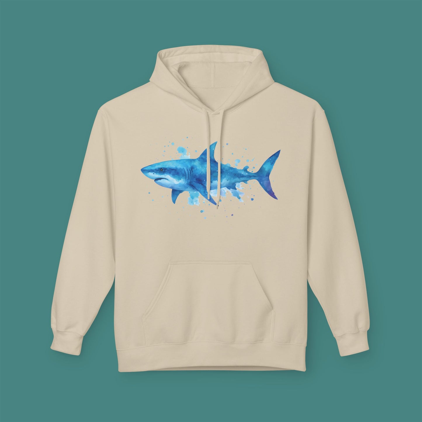 Watercolor Splash Shark Fleece Unisex Hoodie