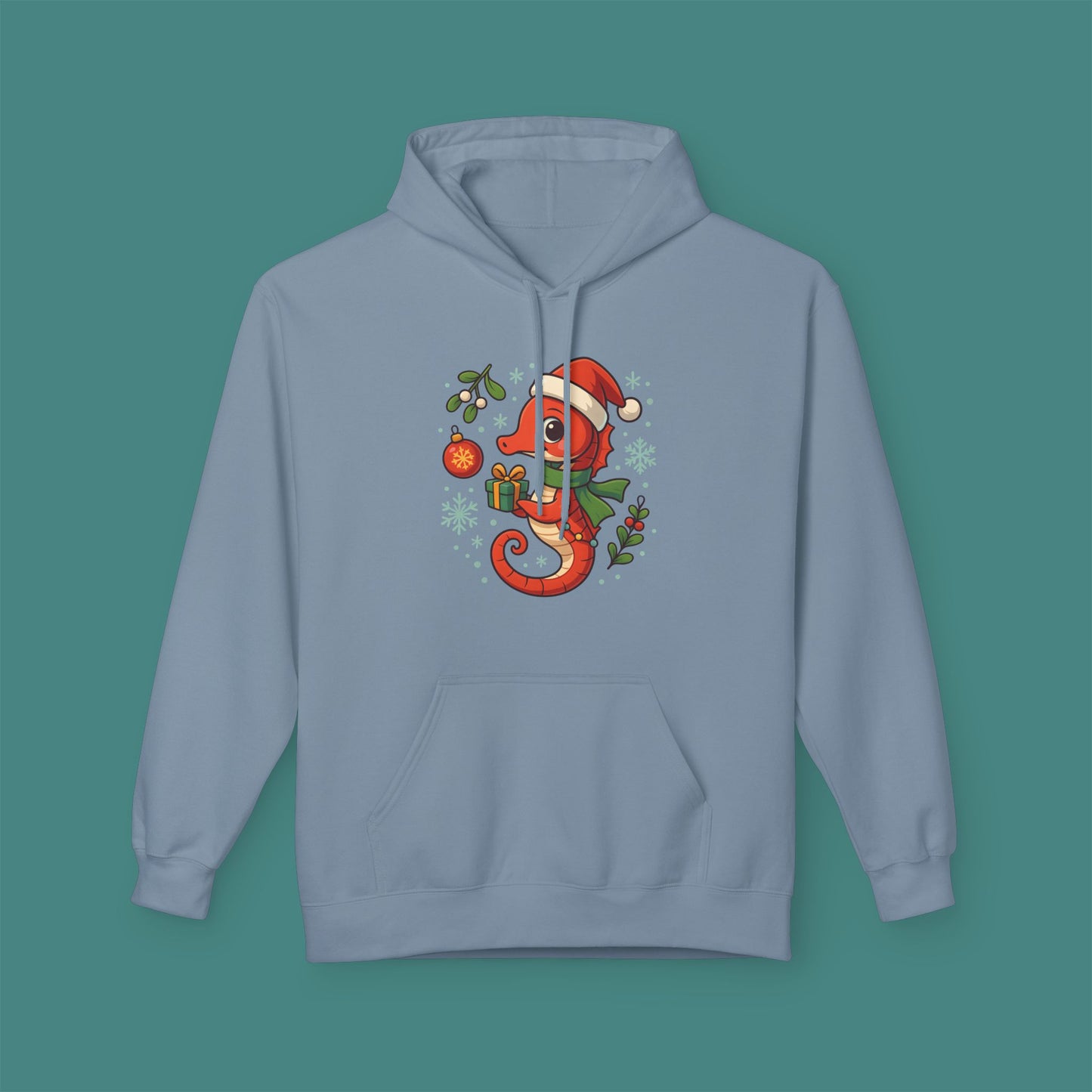 Christmas Seahorse Fleece Unisex Hoodie